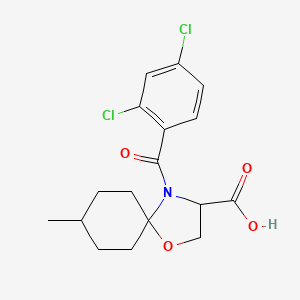 molecular formula C17H19Cl2NO4 B6348439 4-(2,4-Dichlorobenzoyl)-8-methyl-1-oxa-4-azaspiro[4.5]decane-3-carboxylic acid CAS No. 1326812-28-5