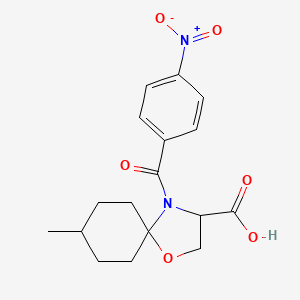 molecular formula C17H20N2O6 B6348450 8-Methyl-4-(4-nitrobenzoyl)-1-oxa-4-azaspiro[4.5]decane-3-carboxylic acid CAS No. 1326812-38-7