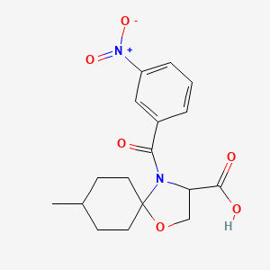 molecular formula C17H20N2O6 B6348458 8-Methyl-4-(3-nitrobenzoyl)-1-oxa-4-azaspiro[4.5]decane-3-carboxylic acid CAS No. 1326810-60-9