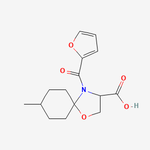 molecular formula C15H19NO5 B6348465 4-(Furan-2-carbonyl)-8-methyl-1-oxa-4-azaspiro[4.5]decane-3-carboxylic acid CAS No. 1326812-44-5