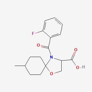 molecular formula C17H20FNO4 B6348480 4-(2-Fluorobenzoyl)-8-methyl-1-oxa-4-azaspiro[4.5]decane-3-carboxylic acid CAS No. 1326810-80-3