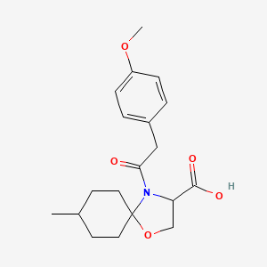 molecular formula C19H25NO5 B6348484 4-[2-(4-Methoxyphenyl)acetyl]-8-methyl-1-oxa-4-azaspiro[4.5]decane-3-carboxylic acid CAS No. 1326814-59-8