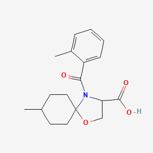 molecular formula C18H23NO4 B6348485 8-Methyl-4-(2-methylbenzoyl)-1-oxa-4-azaspiro[4.5]decane-3-carboxylic acid CAS No. 1326809-52-2