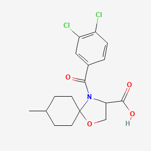 molecular formula C17H19Cl2NO4 B6348486 4-(3,4-Dichlorobenzoyl)-8-methyl-1-oxa-4-azaspiro[4.5]decane-3-carboxylic acid CAS No. 1326812-64-9