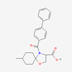 8-Methyl-4-(4-phenylbenzoyl)-1-oxa-4-azaspiro[4.5]decane-3-carboxylic acid