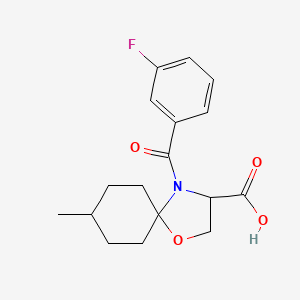 molecular formula C17H20FNO4 B6348552 4-(3-Fluorobenzoyl)-8-methyl-1-oxa-4-azaspiro[4.5]decane-3-carboxylic acid CAS No. 1326812-49-0
