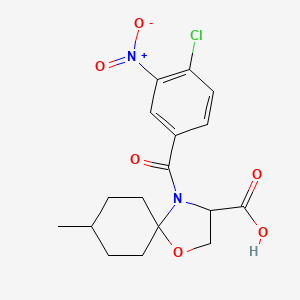 molecular formula C17H19ClN2O6 B6348557 4-(4-Chloro-3-nitrobenzoyl)-8-methyl-1-oxa-4-azaspiro[4.5]decane-3-carboxylic acid CAS No. 1326814-63-4