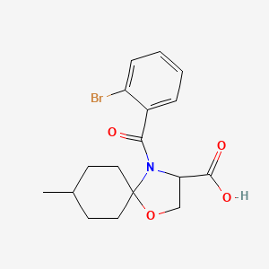 molecular formula C17H20BrNO4 B6348558 4-(2-Bromobenzoyl)-8-methyl-1-oxa-4-azaspiro[4.5]decane-3-carboxylic acid CAS No. 1326810-19-8