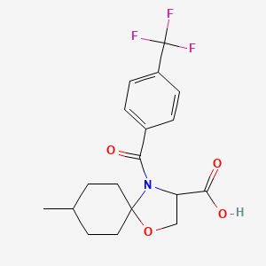 molecular formula C18H20F3NO4 B6348562 8-Methyl-4-[4-(trifluoromethyl)benzoyl]-1-oxa-4-azaspiro[4.5]decane-3-carboxylic acid CAS No. 1326814-09-8