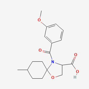 molecular formula C18H23NO5 B6348570 4-(3-Methoxybenzoyl)-8-methyl-1-oxa-4-azaspiro[4.5]decane-3-carboxylic acid CAS No. 1326812-57-0