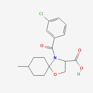molecular formula C17H20ClNO4 B6348573 4-(3-Chlorobenzoyl)-8-methyl-1-oxa-4-azaspiro[4.5]decane-3-carboxylic acid CAS No. 1326810-90-5