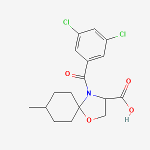 molecular formula C17H19Cl2NO4 B6348575 4-(3,5-Dichlorobenzoyl)-8-methyl-1-oxa-4-azaspiro[4.5]decane-3-carboxylic acid CAS No. 1326812-60-5