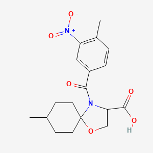 molecular formula C18H22N2O6 B6348589 8-Methyl-4-(4-methyl-3-nitrobenzoyl)-1-oxa-4-azaspiro[4.5]decane-3-carboxylic acid CAS No. 1326814-33-8