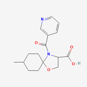 molecular formula C16H20N2O4 B6348595 8-Methyl-4-(pyridine-3-carbonyl)-1-oxa-4-azaspiro[4.5]decane-3-carboxylic acid CAS No. 1326810-00-7