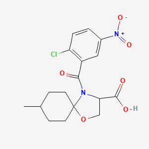 molecular formula C17H19ClN2O6 B6348602 4-(2-Chloro-5-nitrobenzoyl)-8-methyl-1-oxa-4-azaspiro[4.5]decane-3-carboxylic acid CAS No. 1326814-75-8