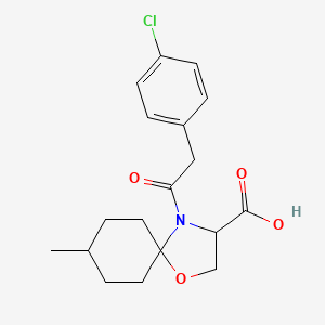 molecular formula C18H22ClNO4 B6348616 4-[2-(4-Chlorophenyl)acetyl]-8-methyl-1-oxa-4-azaspiro[4.5]decane-3-carboxylic acid CAS No. 1326808-61-0