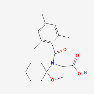 molecular formula C20H27NO4 B6348651 8-Methyl-4-(2,4,6-trimethylbenzoyl)-1-oxa-4-azaspiro[4.5]decane-3-carboxylic acid CAS No. 1326808-32-5