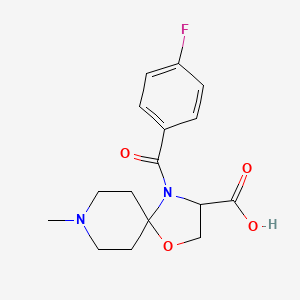molecular formula C16H19FN2O4 B6348653 4-(4-Fluorobenzoyl)-8-methyl-1-oxa-4,8-diazaspiro[4.5]decane-3-carboxylic acid CAS No. 1326814-49-6