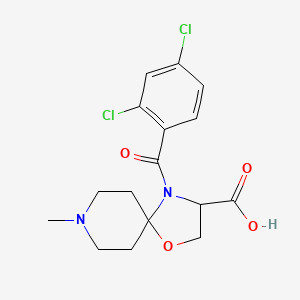 molecular formula C16H18Cl2N2O4 B6348665 4-(2,4-Dichlorobenzoyl)-8-methyl-1-oxa-4,8-diazaspiro[4.5]decane-3-carboxylic acid CAS No. 1326811-15-7
