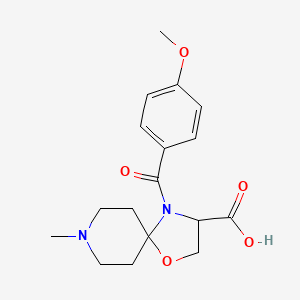 molecular formula C17H22N2O5 B6348687 4-(4-Methoxybenzoyl)-8-methyl-1-oxa-4,8-diazaspiro[4.5]decane-3-carboxylic acid CAS No. 1326812-90-1