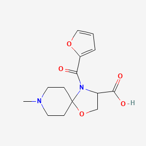 molecular formula C14H18N2O5 B6348709 4-(Furan-2-carbonyl)-8-methyl-1-oxa-4,8-diazaspiro[4.5]decane-3-carboxylic acid CAS No. 1326808-60-9