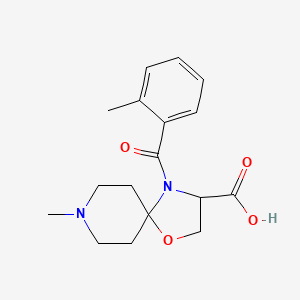 8-Methyl-4-(2-methylbenzoyl)-1-oxa-4,8-diazaspiro[4.5]decane-3-carboxylic acid