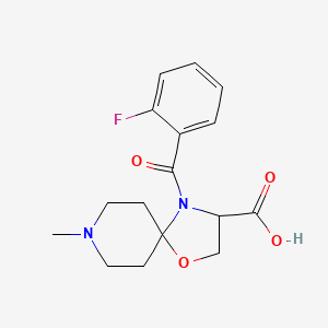 molecular formula C16H19FN2O4 B6348737 4-(2-Fluorobenzoyl)-8-methyl-1-oxa-4,8-diazaspiro[4.5]decane-3-carboxylic acid CAS No. 1326810-77-8