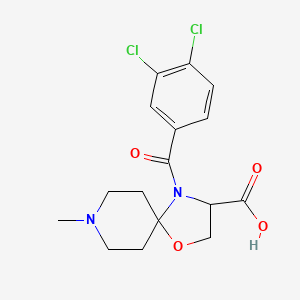 molecular formula C16H18Cl2N2O4 B6348755 4-(3,4-Dichlorobenzoyl)-8-methyl-1-oxa-4,8-diazaspiro[4.5]decane-3-carboxylic acid CAS No. 1326810-30-3