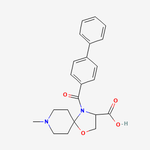 8-Methyl-4-(4-phenylbenzoyl)-1-oxa-4,8-diazaspiro[4.5]decane-3-carboxylic acid