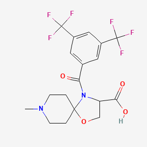 molecular formula C18H18F6N2O4 B6348766 4-[3,5-Bis(trifluoromethyl)benzoyl]-8-methyl-1-oxa-4,8-diazaspiro[4.5]decane-3-carboxylic acid CAS No. 1326810-34-7