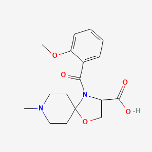 molecular formula C17H22N2O5 B6348795 4-(2-Methoxybenzoyl)-8-methyl-1-oxa-4,8-diazaspiro[4.5]decane-3-carboxylic acid CAS No. 1326809-28-2