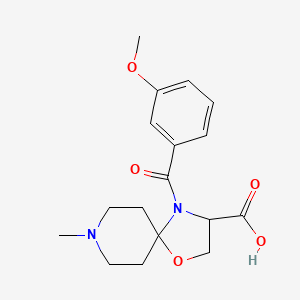 molecular formula C17H22N2O5 B6348806 4-(3-Methoxybenzoyl)-8-methyl-1-oxa-4,8-diazaspiro[4.5]decane-3-carboxylic acid CAS No. 1326810-49-4