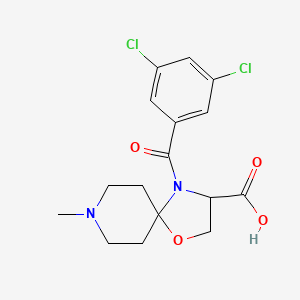 molecular formula C16H18Cl2N2O4 B6348837 4-(3,5-Dichlorobenzoyl)-8-methyl-1-oxa-4,8-diazaspiro[4.5]decane-3-carboxylic acid CAS No. 1326808-66-5