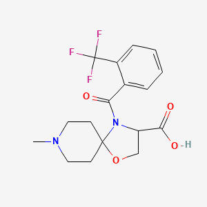molecular formula C17H19F3N2O4 B6348843 8-Methyl-4-[2-(trifluoromethyl)benzoyl]-1-oxa-4,8-diazaspiro[4.5]decane-3-carboxylic acid CAS No. 1326808-64-3