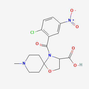molecular formula C16H18ClN3O6 B6348847 4-(2-Chloro-5-nitrobenzoyl)-8-methyl-1-oxa-4,8-diazaspiro[4.5]decane-3-carboxylic acid CAS No. 1326811-31-7