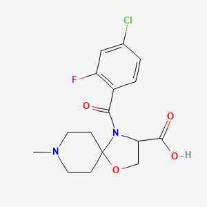 molecular formula C16H18ClFN2O4 B6348864 4-(4-Chloro-2-fluorobenzoyl)-8-methyl-1-oxa-4,8-diazaspiro[4.5]decane-3-carboxylic acid CAS No. 1326813-62-0