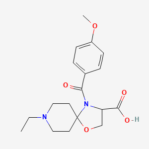 molecular formula C18H24N2O5 B6348870 8-Ethyl-4-(4-methoxybenzoyl)-1-oxa-4,8-diazaspiro[4.5]decane-3-carboxylic acid CAS No. 1326809-37-3
