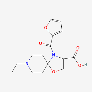 molecular formula C15H20N2O5 B6348931 8-Ethyl-4-(furan-2-carbonyl)-1-oxa-4,8-diazaspiro[4.5]decane-3-carboxylic acid CAS No. 1326815-13-7