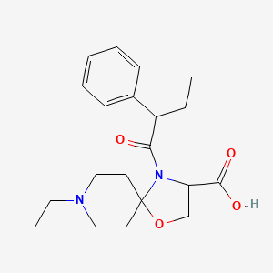 8-Ethyl-4-(2-phenylbutanoyl)-1-oxa-4,8-diazaspiro[4.5]decane-3-carboxylic acid