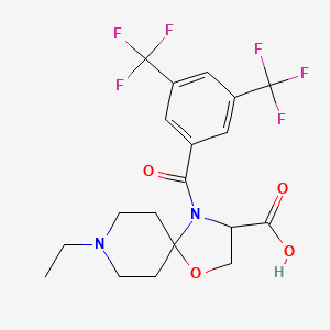 molecular formula C19H20F6N2O4 B6348972 4-[3,5-Bis(trifluoromethyl)benzoyl]-8-ethyl-1-oxa-4,8-diazaspiro[4.5]decane-3-carboxylic acid CAS No. 1326815-18-2