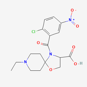 molecular formula C17H20ClN3O6 B6349067 4-(2-Chloro-5-nitrobenzoyl)-8-ethyl-1-oxa-4,8-diazaspiro[4.5]decane-3-carboxylic acid CAS No. 1326809-42-0