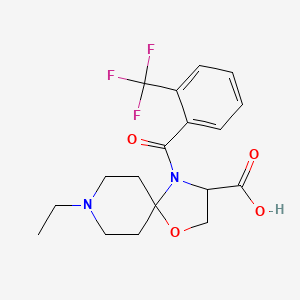 molecular formula C18H21F3N2O4 B6349073 8-Ethyl-4-[2-(trifluoromethyl)benzoyl]-1-oxa-4,8-diazaspiro[4.5]decane-3-carboxylic acid CAS No. 1326814-40-7