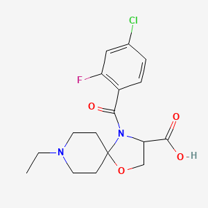 molecular formula C17H20ClFN2O4 B6349108 4-(4-Chloro-2-fluorobenzoyl)-8-ethyl-1-oxa-4,8-diazaspiro[4.5]decane-3-carboxylic acid CAS No. 1326815-25-1