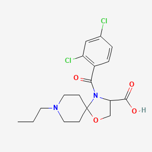 molecular formula C18H22Cl2N2O4 B6349126 4-(2,4-Dichlorobenzoyl)-8-propyl-1-oxa-4,8-diazaspiro[4.5]decane-3-carboxylic acid CAS No. 1326810-95-0