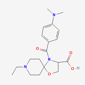 molecular formula C19H27N3O4 B6349160 4-[4-(Dimethylamino)benzoyl]-8-ethyl-1-oxa-4,8-diazaspiro[4.5]decane-3-carboxylic acid CAS No. 1326810-82-5