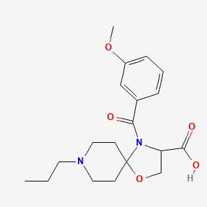 molecular formula C19H26N2O5 B6349240 4-(3-Methoxybenzoyl)-8-propyl-1-oxa-4,8-diazaspiro[4.5]decane-3-carboxylic acid CAS No. 1326810-08-5