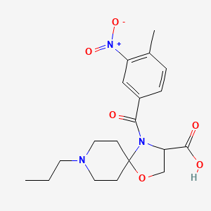 molecular formula C19H25N3O6 B6349242 4-(4-Methyl-3-nitrobenzoyl)-8-propyl-1-oxa-4,8-diazaspiro[4.5]decane-3-carboxylic acid CAS No. 1326813-01-7