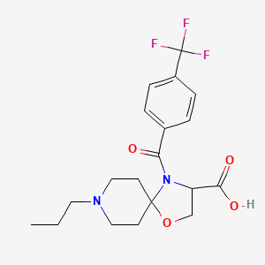 molecular formula C19H23F3N2O4 B6349260 8-Propyl-4-[4-(trifluoromethyl)benzoyl]-1-oxa-4,8-diazaspiro[4.5]decane-3-carboxylic acid CAS No. 1326813-10-8
