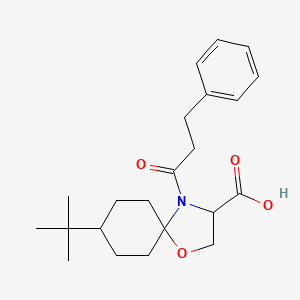 molecular formula C22H31NO4 B6349425 8-tert-Butyl-4-(3-phenylpropanoyl)-1-oxa-4-azaspiro[4.5]decane-3-carboxylic acid CAS No. 1326812-52-5