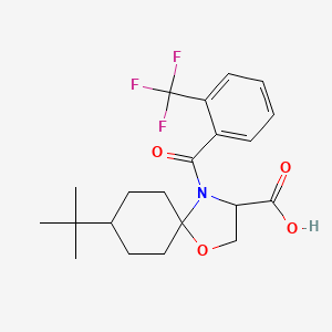 molecular formula C21H26F3NO4 B6349548 8-tert-Butyl-4-[2-(trifluoromethyl)benzoyl]-1-oxa-4-azaspiro[4.5]decane-3-carboxylic acid CAS No. 1326808-82-5